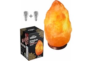 ‎SALNATURAL REINES BERGKRISTALLSALZ & MEHR SalNatural Salzlampe 2-3 kg (bekannt als Himalaya Salz) aus der Salt Range Pakistan auf einem Holzsockel incl. 1.5m Kabel mit Lampenfassung & Schalter + 2x Glühbirnen 15W und Premium Geschenkbox