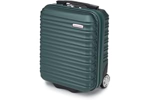 WITTCHEN Maleta de Viaje pequeña Equipaje de Mano Maleta de Ruedas ABS rígido con 2 Ruedas estándar asa telescópica Groove Line Maleta pequeña Verde Ryanair/Vueling/Iberia/easyJet/Iberia Express