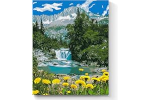 Kolorowanka z Liczbami 7 Artists Mountain Waterfall 40x50 cm | Numer Rzutki | Malowanie Według Numeru Dla Dorosłych | Numer Sztuki | Maluj Według Numeru | Maluj Według Numerów