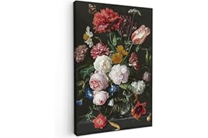 MuchoWow© Impression sur Toile Peinture 20x30 cm Tableau Mural Decoration Salon Reproductions de Tableaux Murale Moderne Fleurs - Bouquet - Jan Davidsz. de Heem - Nature morte
