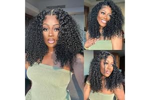 VIPBEAUTY 13x4 Curly Bob Wig Human Hair 180% Density Short Bob Wigs Deep Curly 100% Virgin Human Hair Pre Plucked Wet and Wavy Glueless Transparent Lace Frontal Wig for Women Natural Hairline 14inch