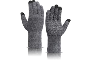 Xnova 100% wełniane, zimowe rękawiczki dla mężczyzn i kobiet, miękkie, dzianinowe, termiczne, do obsługi ekranu dotykowego, antypoślizgowe, żel silikonowy, wiatroszczelne, z długimi elastycznymi