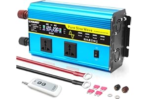 Cantonape Power Inverter 1800w/3500w Pure Sine Wave Car Inverter DC 12V to AC 230V 240V Converter With Remote Control, dual universal outlets, 2 cooling fans & 4 USB Port for RV Truck Car