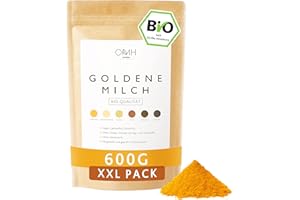 ‎OMH NUTRITION OH MY HEALTH Bio Goldene Milch 600g I Kurkuma Ashwagandha Ingwer Triphala Ceylon Zimt Pfeffer Pulver Golden Milk Ayurveda Fertigmischung