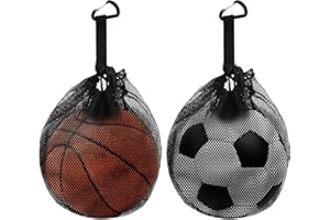 FINEASY 2 Stück Ballsack, Ballnetz 1 Ball, Basketball Tasche mit Kordelzug, Fußballnetz, Fußball Rucksack Tragbare Ballnetz, Balltasche für Fußball, Basketball, Tennis und Volleybällen