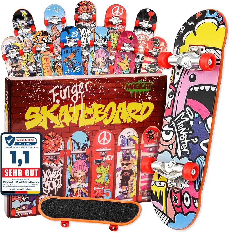 Magicat Finger Skateboard Set I 12 Einzigartige Designs I Ostergeschenke Teenager I Mitgebsel Kindergeburtstag 8, 9, 10, 12 Jahre I Warentest Online mit 1,3 bewertet! Ostergeschenke Kinder 2026