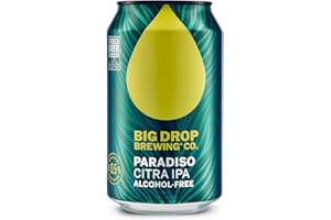 BIG DROP BREWING Big Drop Paradiso Citra IPA 0.5% ABV – Alcohol Free Craft Beer 12 x 330ml Cans – Naturally Brewed with Citrus Zing – Low Calorie, Vegan, Gluten Free IPA