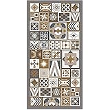 Panorama Alfombra Vinílica Estilo Hidráulica Color Naranja 200 x 250 cm - Alfombra Cocina Vinilo - Alfombra Salón Antidesliza