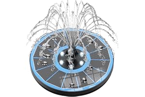 SZMP Fontana Solare con Pannello in Vetro 100% Aggiornato,Pompa per Fontana Solare da 3.5W con 8 Ugelli e 4 Fissatori,per Bagno per Uccelli,Acquario,Stagno o Decorazione del Giardino