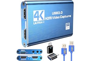 AZUXREZA HDMI Video Capture Card for Switch,4K External Capture Card for Streaming with USB 3.0 and 2K 30FPS Game Capture for Nintendo Switch/PS5/Xbox/PS4/Steam Deck