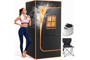 RYUHIC Tragbare Dampfsauna Heimsauna für Zuhause, Saunabox mit 3 Liter Dampfgenerator, Fernbedienung, Klappstuhl, Tragbare Saunazelt 90 x 90 x 180cm