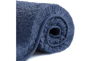 VANZAVANZU Tapis de Bain Antidérapant Tapis Salle de Bain Épaissi Tapis Sortie de Douche Absorbant Tapis de Sol Ultra Doux en Microfibre, Séchage Rapide, Lavable en Machine - 40 x 60cm (Bleu Marine)