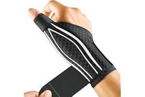 FREETOO Stable et Libre Orthèse de Pouce pour Main Gauche pour Tendinite, Arthrose, Rhizarthrose, Pouce à Ressaut, Attelle Poignet Pouce pour Canal Carpien, Arthrite pour Homme & Femme (Blanc/Noir L)