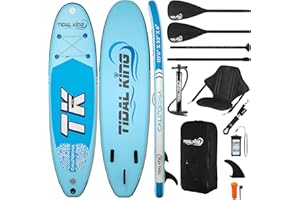Tidal King 10'6 x 33/32 x 6 ISUP Inflatable Stand Up Paddle Board - Extra Wide for Added Stability, Adjustable Kayak Paddle & Seat, Bag, Phone Case & 2 Years Warranty