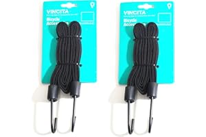 Vincita Bike Bungee sznurki 4 w 1 elastyczne paski 2 sztuki - z 2 wytrzymałymi mocnymi metalowymi haczykami do bagażnika rowerowego do zabezpieczenia bagażu/pudełka - akcesoria rowerowe - sprzęt do pakowania roweru (czarny)