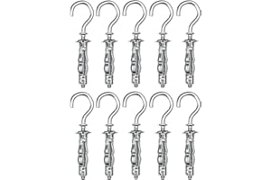 AERZETIX - C57883 - Lot de 10 - Cheville à expansion Ø8x32 mm avec crochet gond piton vis M4 - pour plaques de plâtre corps creux cloison sèche - en acier - finition zingué Cr3+