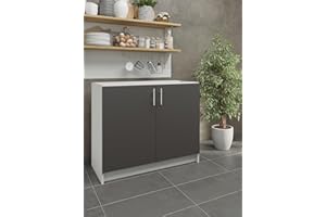 JD Greta Küchenunterschrank ohne Arbeitsplatte 100cm breit & 46,3cm tief (dunkelgrau) - Küchen Unterschrank Aufbewahrung mit Türen - Küchen Vorratsschrank & Aufbewahrungsschrank - Küchenschrank