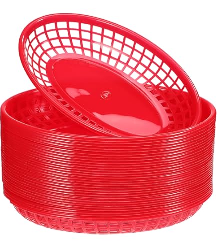 Cestini Per Patatine In Plastica Riutilizzabili - Set Da 16 Pezzi, Rosso E Giallo, Per Feste, Picnic E BBQ - Foto 14