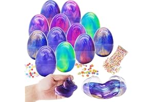JOYIN Lot de 12 œufs de Pâques Préremplis avec du Slime Moelleux Galaxy, Mastic Coloré avec Accessoires Assortis, Jouets Anti-Stress pour Enfants, Chasse aux œufs de Pâques, Remplissage de Panier