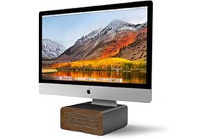 Twelve South HiRise Pro Support pour iMac/Displays/Moniteurs | Support réglable en hauteur avec rangement, avant réversible + incrustation en cuir