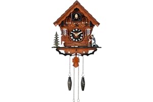 Kintrot Cuckoo Clock: Traditional Black Forest Handcrafted Wooden Quartz Clock for Wall Antique Decroration with Volume Control, 12 Melodies, Night Sensor and Singing Bird