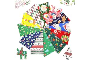 HUAHUANGHUI 12 pièces 25x25cm Noël Tissus Coton,Tissu De Coton Imprimé De Noël, Quilting Bricolage Artisanat,Patchwork Tissu de Noël Tissu à Coudre Quilting Patchwork Imprimé Flocon (25 * 25cm)