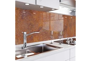 danario Panel Protector de Pared Cocina – Vinilo Adhesivo Antisalpicaduras – Fácil de Instalar y Limpiar - 0,8 mm - Óptica de Vidrio - Óxido - Muestra
