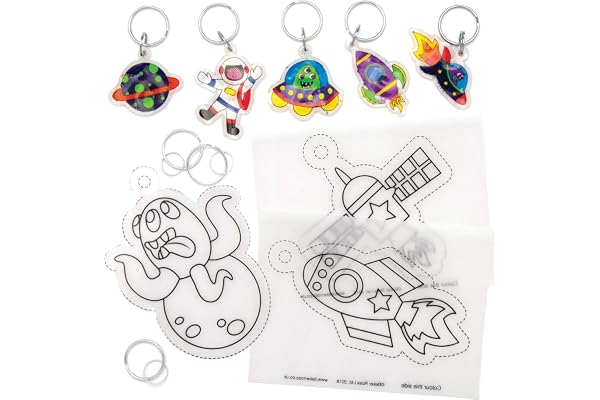 Baker Ross Porte-clés système Solaire en Plastique rétrécissant (Paquet de 8) - Loisirs créatifs pour Enfants, AW894