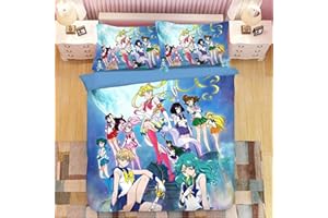 Fgolphd Sailor Moon bettwäsche Kinderbettwäsche 3D-Digitaldruck -Mikrofaser,Bettbezug Mit Kissenbezug Allgemein für Erwachsene und Kinder (135 * 200cm,12)