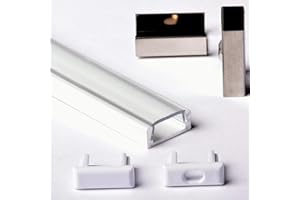 AFTERTECH 1x 3metri 1506B 15x6mm PROFILO ALLUMINIO BIANCO PER STRISCE STRIP LED BARRA RIGIDA 3MT + COPERTURA (1x 3metri 1506bianco clear)