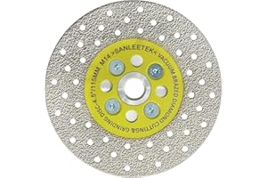 Disque Diamant 115mm Double Face Coupe et Meulage Lame Scie Brasé Sous Vide pour Marbre Granit Béton Porcelaine Carrelage M14 Filetage SANLEETEK