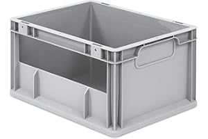 aidB Eurobox NextGen Insight Seite offen, 400x300x220 mm, robuste Regalbox mit Entnahmeöffnung, stapelbare Kunststoffkiste, ideal für die Industrie