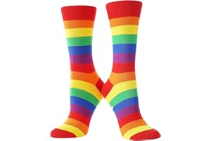 BISOUSOX Chaussettes Arc-En-Ciel Chaussettes Femme Fantaisie Colorées Chaussettes Hommes Rayées Coton Chaussettes Drôles Cadeau