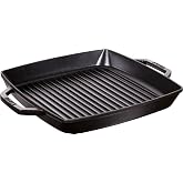 Staub Grill Pans &Ccedil;ift Kulplu D&ouml;k&uuml;m Izgara Tava, Siyah