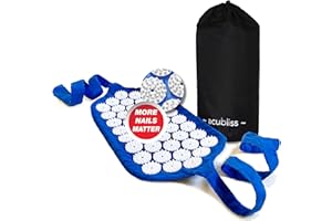 Acubliss Acupressure Mat Strap — 1,848 Nails, On-The-Go Acupuncture Mat — Back Support Belt Pain Relief & Zone Therapy — Christmas Gifts for Women and Men, Stocking Fillers — Bag, 42 x 20 cm, Blue