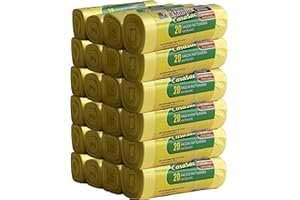 I PRODOTTI DI MARISA CSC - Sacchetti Spazzatura 30L con Laccetti, 480 Pz, Sacchi Spazzatura 50x65cm per Pattumiera Sottolavello,Buste Spazzatura per Raccolta Differenziata Interno Antigoccia e Antiforo - 24 Rotoli, Giallo