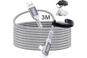 Txtcu VR Link Cable 3M,USB3.0 A to Type C Cable 90 Degree Braided USB C Chargi