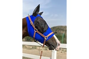 TGW Riding Super Fit Masque anti-mouches pour cheval (M, bleu roi)