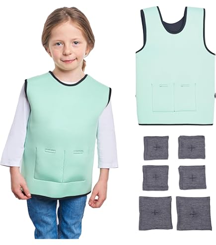 Gilet De Compression Lesté Pour Enfants 2-14 Ans - Soulagement ABR, Autisme, TDAH, SPD - 3 Lbs Poids Amovibles