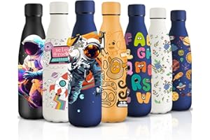 HoneyHolly Borraccia Termica, Senza BPA, Borraccia Bambini, 500ML Acciaio Inossidabile 18/8, Bottiglia Termica A Prova di Perdite, Borraccia Acciaio Inox per Scuola, Ufficio e Attività All'aperto