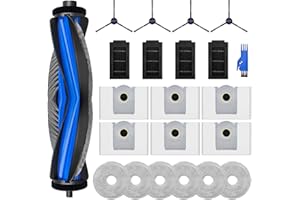 TURIUEBA 22PCS Ricambi Compatibile con Ecovacs Deebot T50 PRO Omni/T50 Pmni/T50 PRO/T50 Robot Aspirapolvere Accessori Ricambio Set 1 Spazzola Principale, 4 Spazzole Laterali, 4 Filtri, 6 Panni Mop, 6 Sacchetti
