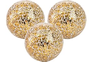 TOPZEA Set of 3 Decorative Orbs, 4 Inch Decorative Balls Glass Mosaic Sphere Balls for Vases Bowls, Table Centerpieces Decorations, Ornaments for Home, Party, Christmas, Living Room, Mantle, Holiday