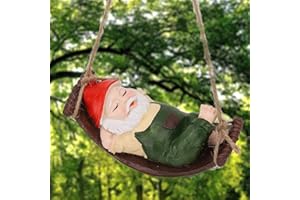 ALADENO Statua di Altalena Gnomo da Giardino Esterni Resina Statua Nani Giardino Statuetta Impermeabile Sculture Ornamenti per Casa Decorazioni Adatto per Giardino Balcone Cortile Prato Giardino Regalo