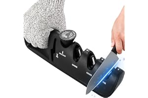 HVIWW Professional Knife Sharpener, 4 in 1 Sharpening Stones with Scissor, 6 Step Adjustable Angle Guide Knife Sharpers Tool for Chef's Kitchen Knives and Scissors (Black)