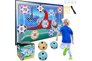 LEONSHCO Kit de jeu de football pour enfants de 3, 4, 5, 6, 7, 8, pour l'intérieur et l'extérieur, avec velcro et accessoires d'entraînement de football, cadeau de football, garçons et filles