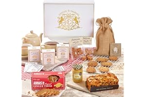 Edmond & Charles Luxury Afternoon Tea Hamper for 2 | Gift Box with Teas, Clotted Cream Fudge, Lemon Curd, Gourmet Biscuits & Fruit Cake | Set of Artisinal Birthday Treats | Hampers Presents for Women