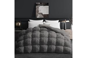 Deodar Edredón Cama 135/150 | Edredón 220x240 para 2 Personas | Relleno de Plumón de Ganso Blanco y Plumas 420 GR/m² | Funda Nórdica 100% Algodón | Lavable | Öko-Tex y RDS | Gris Oscuro