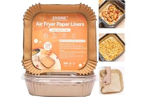 ENSINE Jednorazowe wkładki do frytkownicy powietrznej, papier pergaminowy do papieru do pieczenia z certyfikatem FDA i FSC do frytkownic ninja, wieży, sałatki i innych dwustrefowych frytkownic