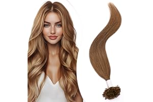 Elailite Extension Cheratina Capelli Veri 1 Grammo Castano, 25 Ciocche 100% Human Hair Indiani 40cm 25g #6