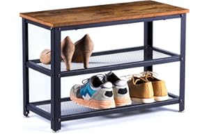 ‎GADGY Gadgy Schuhregal mit Sitzfläche | Schuhschrank mit Sitzbank | Schuhregal Schmal | 65 x 35 cm. | Schuhorganizer | Industrial Regal | Kinder Schuhregal | Shoe Rack with Seat | Schuhschrank Holz